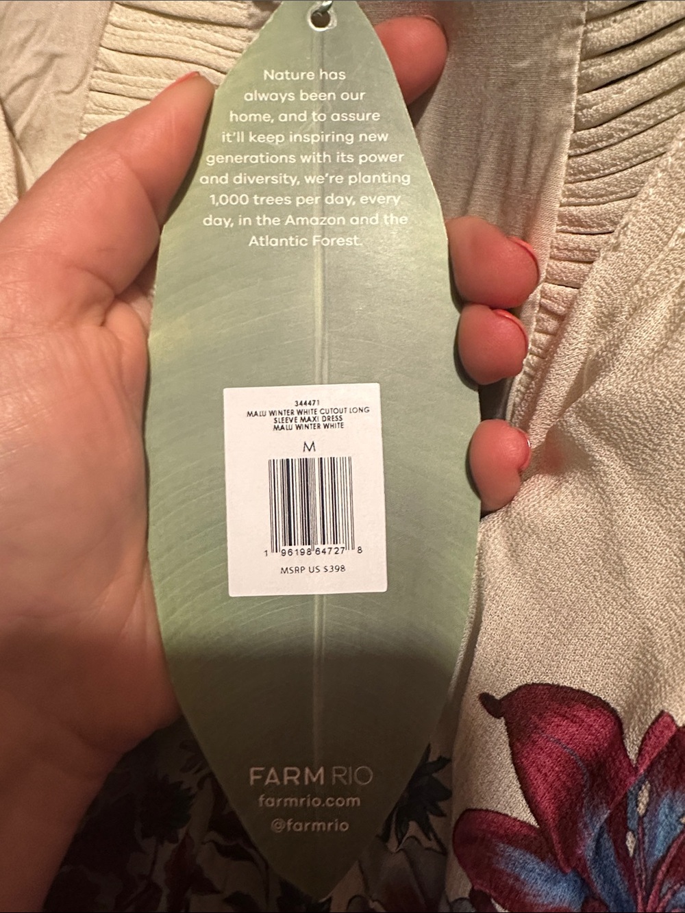 NWT Farm Rio White Malu Winter Cut-Out Long Sleeve Maxi Dress Med - Picture 12 of 12
